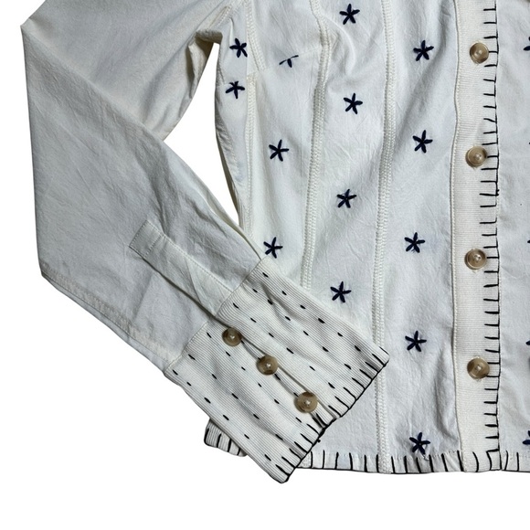 We the Free Ivory Ditsy Embroidered Little Shirt Blouse Womens S - Picture 2 of 8